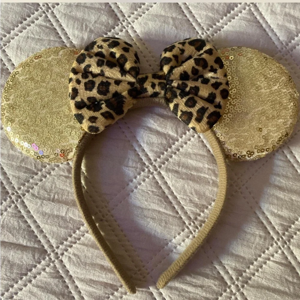 Leopard Print Bow Sequin Ears Headband
